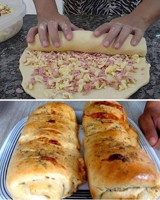 Pão Recheado com Presunto e Queijo