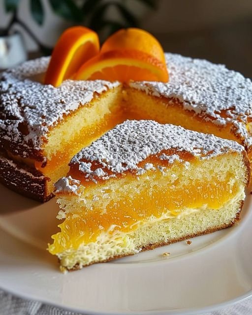 Bolo de Laranja Recheado com Creme