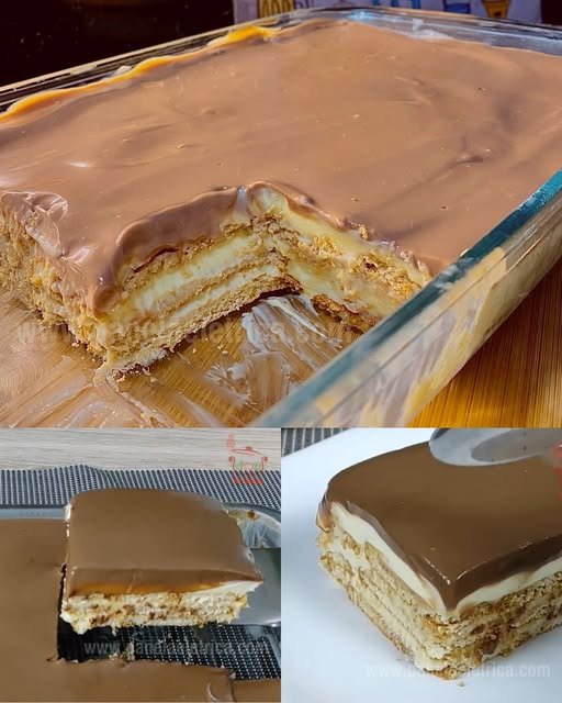 Pavê Crocante com Cobertura de Chocolate