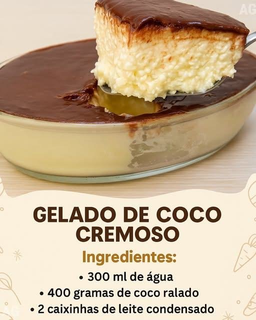 Gelado de Coco Cremoso com Ganache de Chocolate