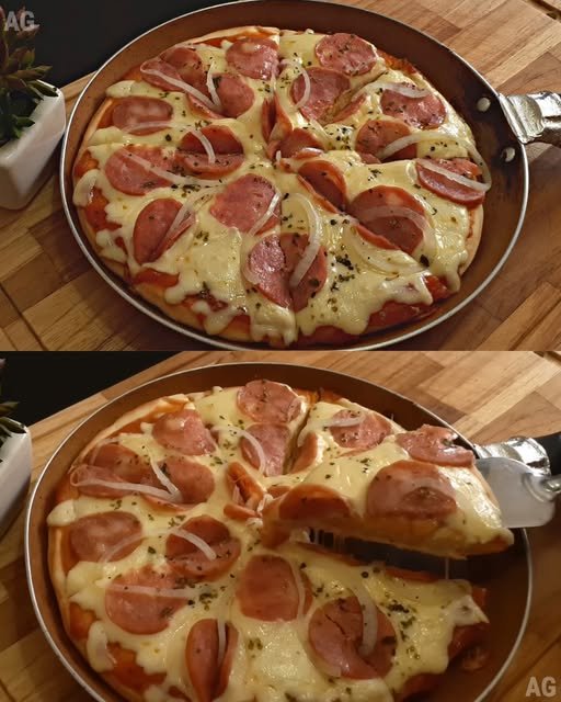 Pizza de Frigideira com Calabresa e Mussarela