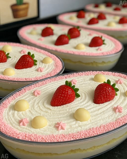 Bolo Gelado na Travessa com Morango