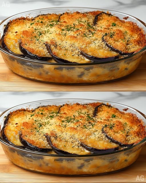 Lasanha de Berinjela Gratinada com Carne Moída