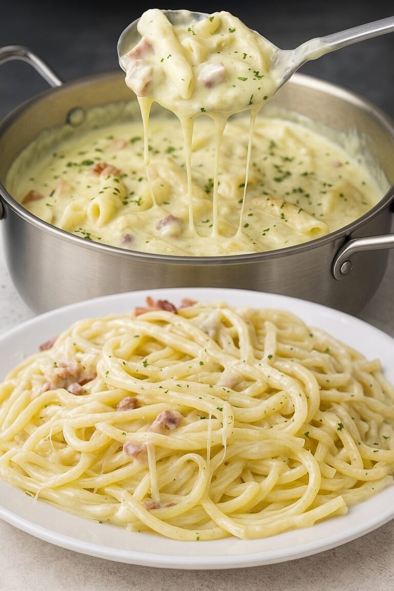 Macarrão Cremoso com Queijo e Bacon